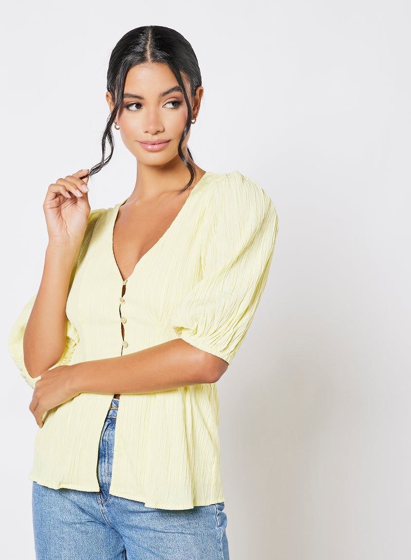 Button Down Blouse Pale Yellow - v1640183964/N46545041V_1