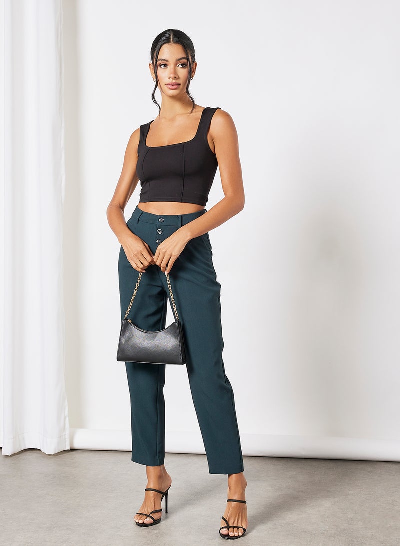 Fashion Union - Jersey Crop Top Black - Image 1