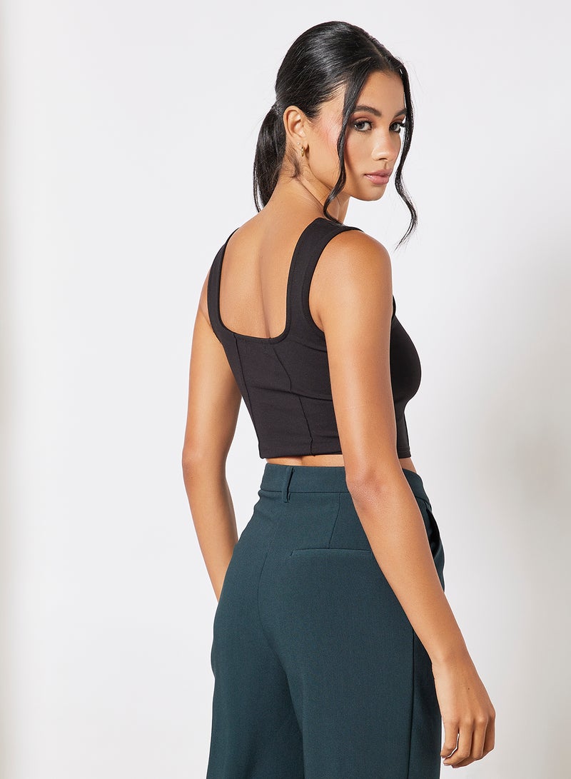 Fashion Union - Jersey Crop Top Black - Image 1