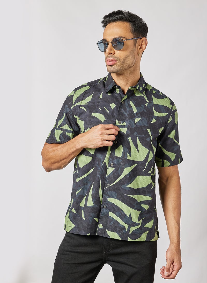 Leaf Print Shirt Green