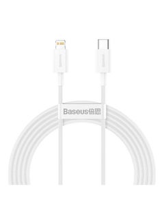 بيسوس كيبل ايفون PD الشحن السريع Lightning to USB-C بلاستيك بطول 2 متر - ابيض أبيض  - Image 1