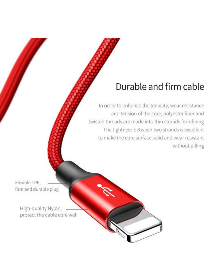 Baseus - Rapid Series 3-In-1 Cable Micro+Dual Lightning 3A 1.2M Red - Image 1