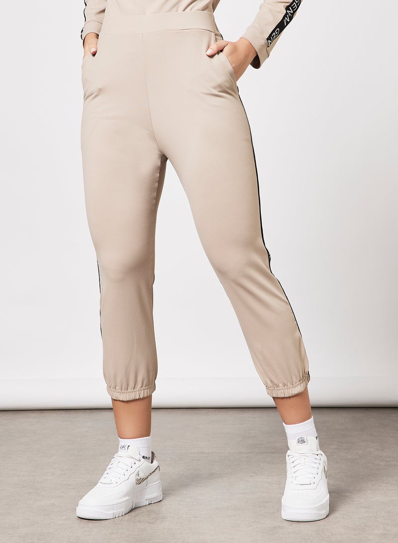 Sivvi x GenM Logo Cropped Joggers Set Beige  - Image 3