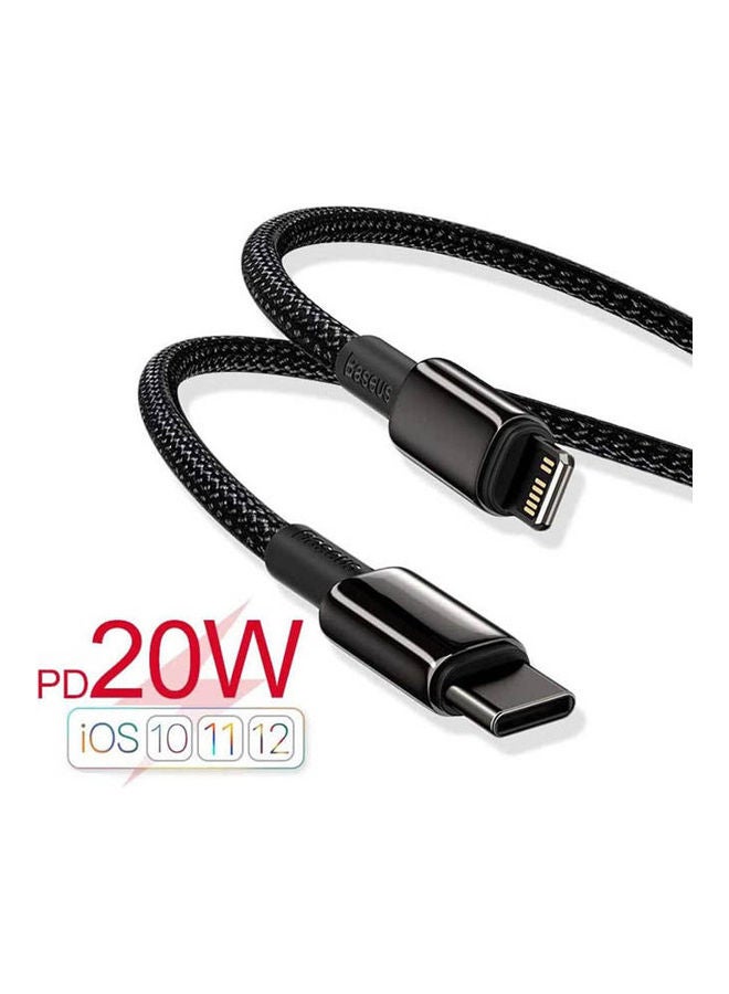 Baseus USB C to Lightning Cable, 20W PD Fast Charging Data Cable Braided Nylon For iPhone Pro 14 Max, 13/12/12 Pro/12 Pro Max/11 Pro/11 Max/XSXS Max, Supports Power Delivery 2M Black - Image 2