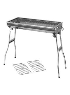 Foldable Portable Barbecue Stand With Grill Silver
