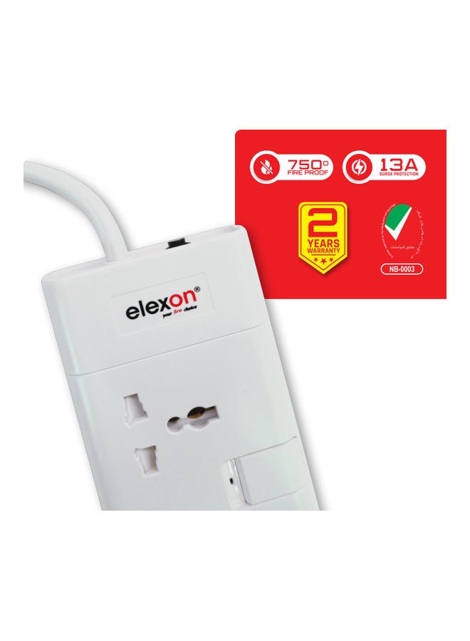 elexon - Power Extension 5-Way Socket 5 Meter Multi Device Cord For Home and Office White 40cm - Image 1