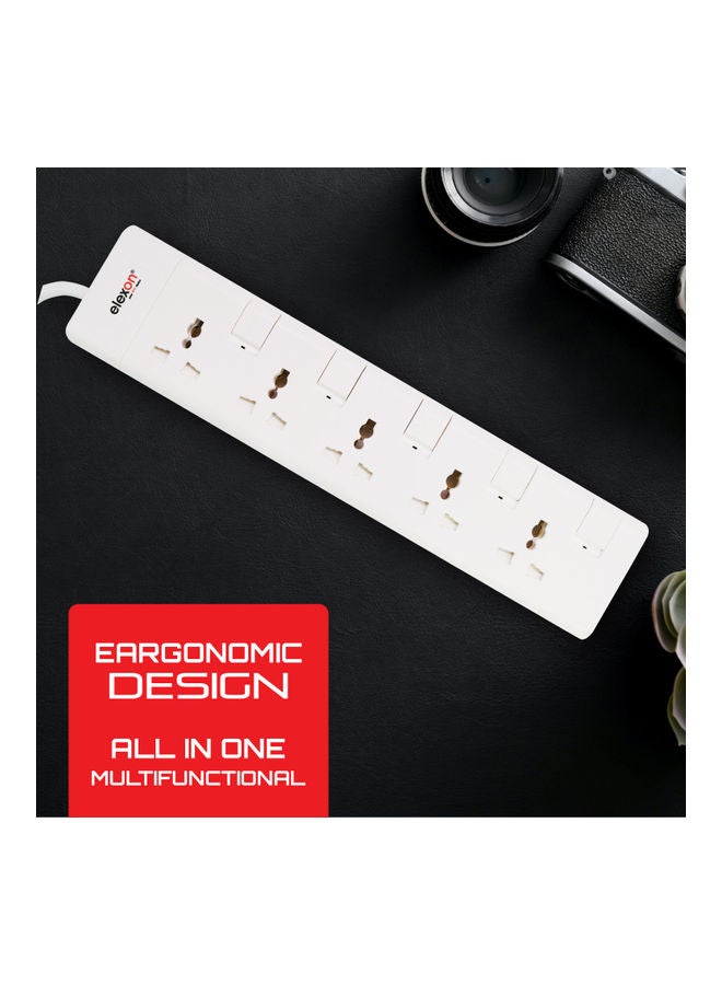 elexon - Power Extension 5-Way Socket 5 Meter Multi Device Cord For Home and Office White 40cm - Image 1