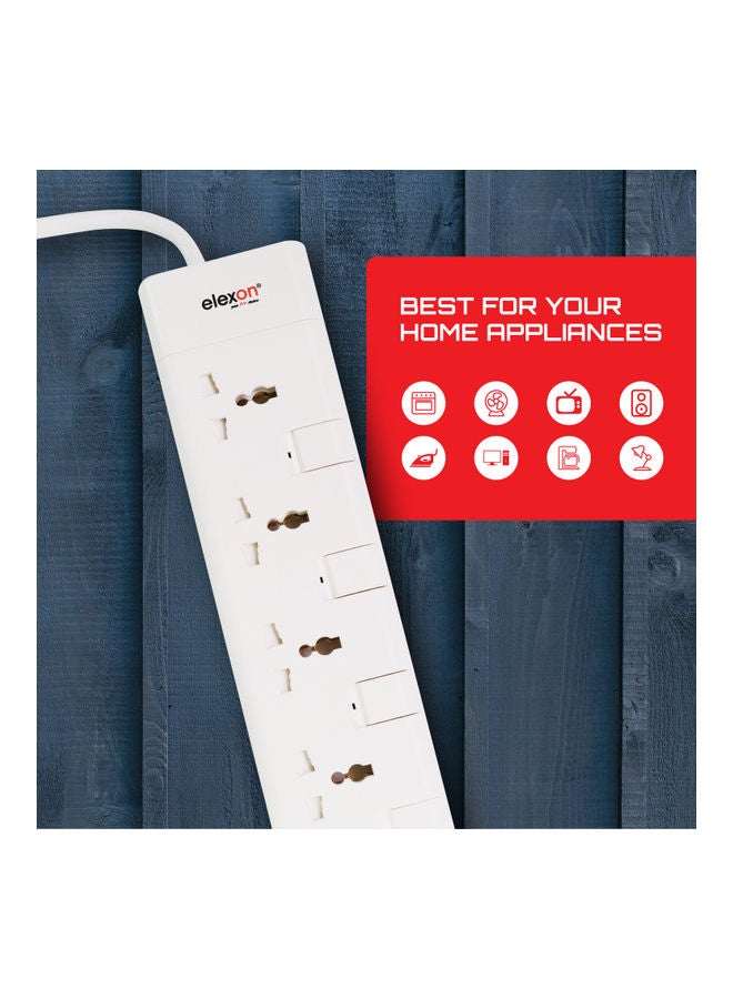 elexon - Power Extension 5-Way Socket 5 Meter Multi Device Cord For Home and Office White 40cm - Image 1