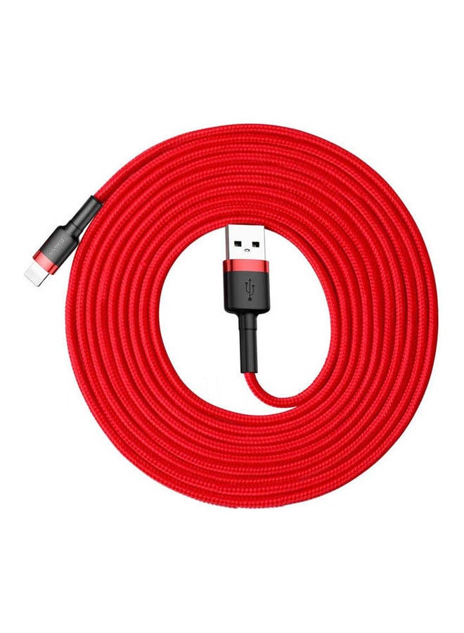 Baseus USB to Lightning Charging Cable Cafule Nylon Braided High-Density Quick Charge Compatible for iPhone 13 12 11 Pro Max Mini XS X 8 7 6 5 SE iPad (3Meter) Red  - Image 1