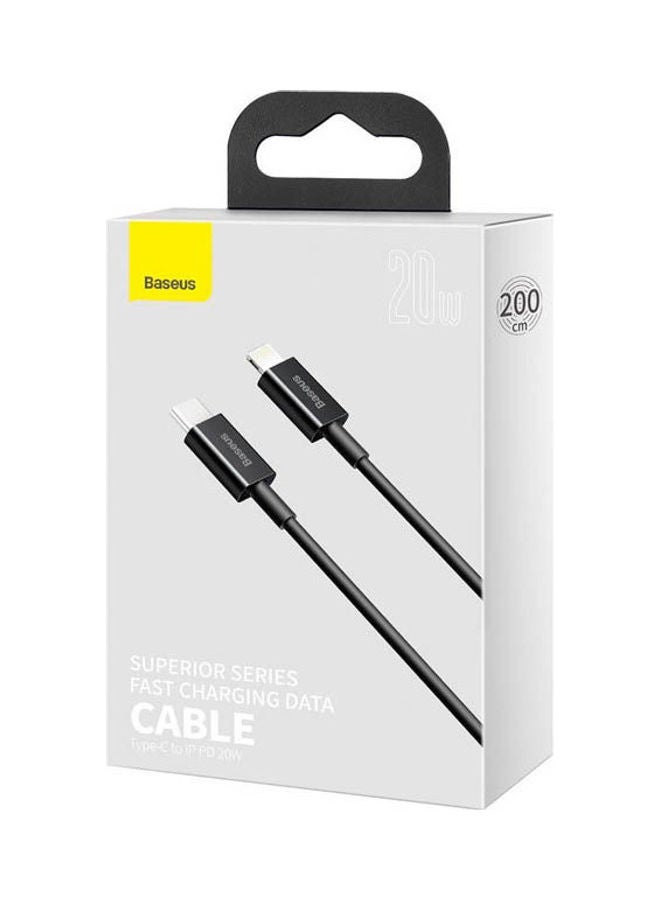 Baseus Superior Series Fast Charging Data Cable Type-C To Ip Pd 20W 2M Black - Image 2