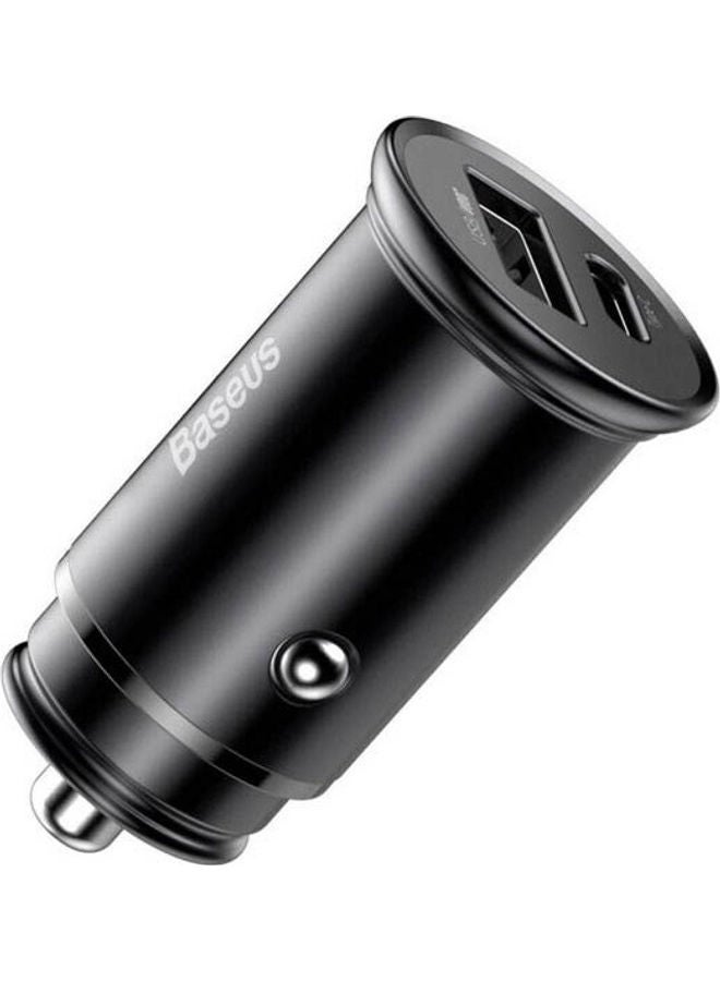 Baseus Circular Metal Pps Quick Car Charger 30W Support Vooc Black - Image 1