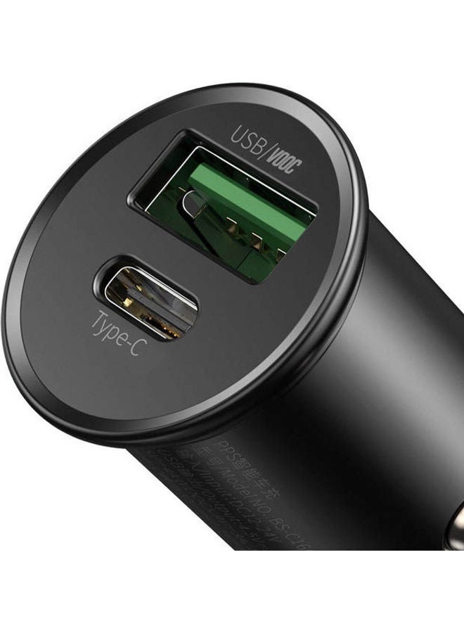 Baseus Circular Metal Pps Quick Car Charger 30W Support Vooc Black - Image 2