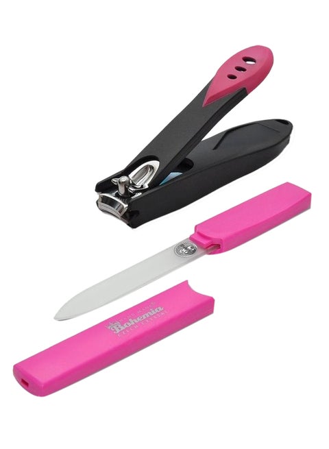 Glass Nail File And Clipper With Plastic Case Multicolour