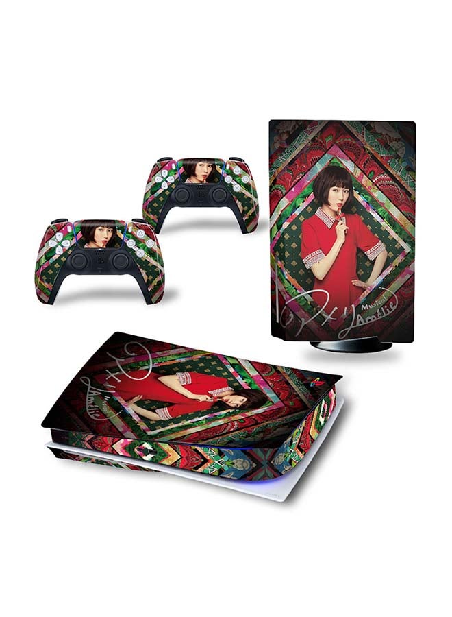 Vinyl Decal Console And Controller Decal Sticker Set For PlayStation 5 Disc Version 