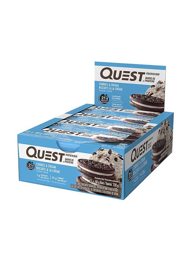 QUEST NUTRITION - Protein Bar Cookies And Cream 12 - 2.12oz Net Wt 1.6lb 720 G - Image 1