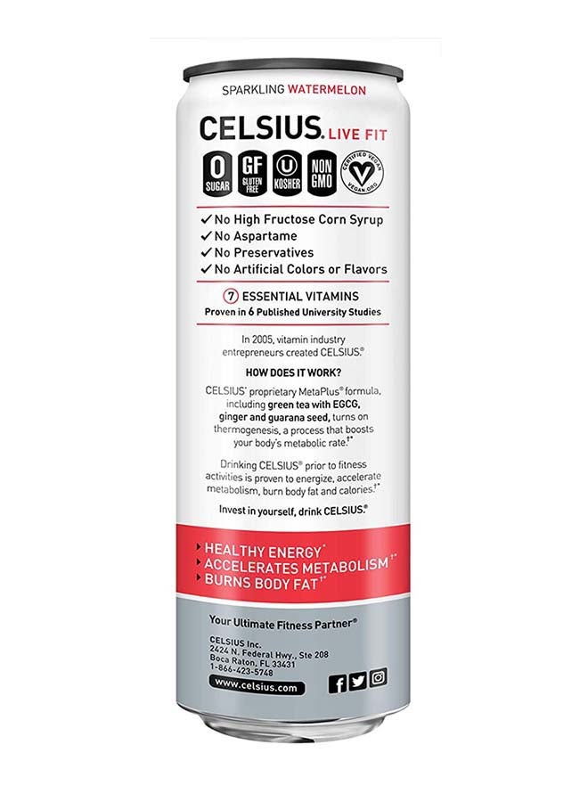 Celsius - Celsius Sparkling Watermelon Essential Energy Drink 12 Fl Oz 355mL (Pack of 12) - Image 1