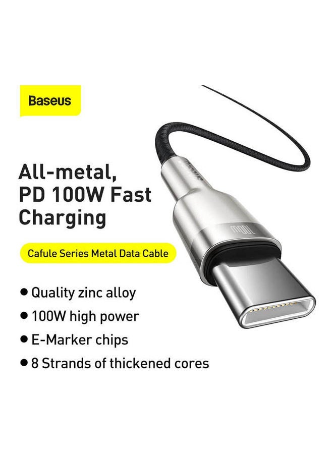 Baseus Cafule Series Metal Data Cable Type-C To Type-C 100W 2M Black - Image 2