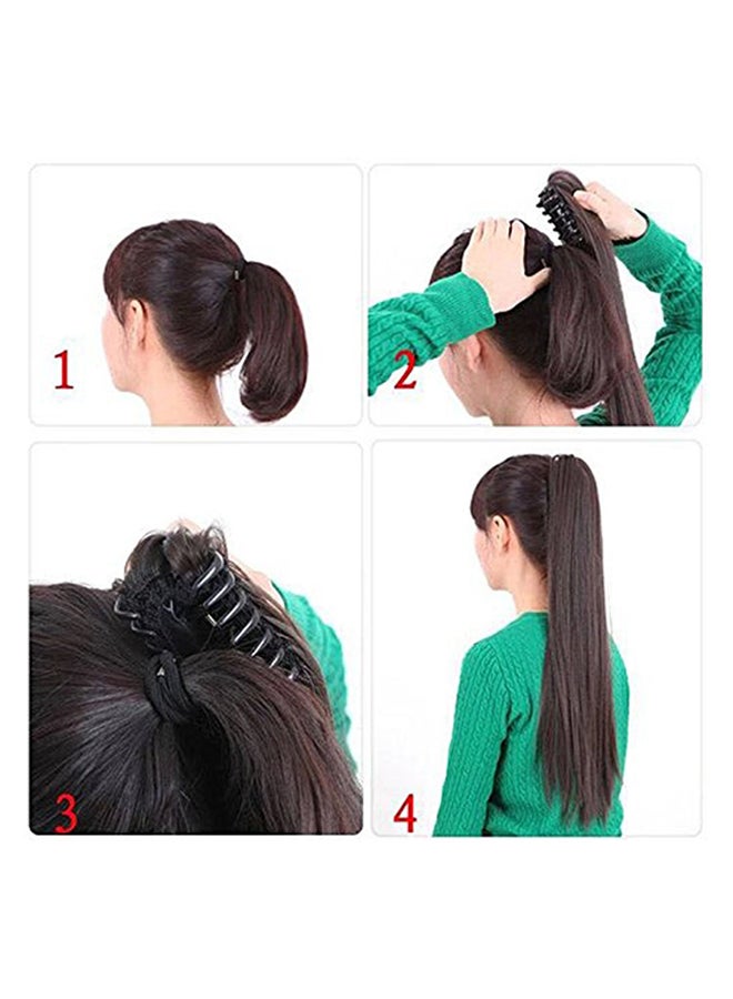 فوت وصلة شعر مستعار مسترسلة بتصفيفة ذيل حصان مع مشبك مخلبي أسود 21بوصة - Image 5