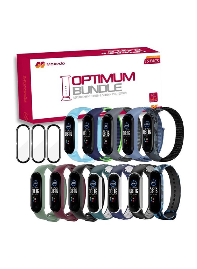 Moxedo 15-Piece Replacement Band & Screen Protector For  Xiaomi Mi Band 6 Multicolour  - Image 1
