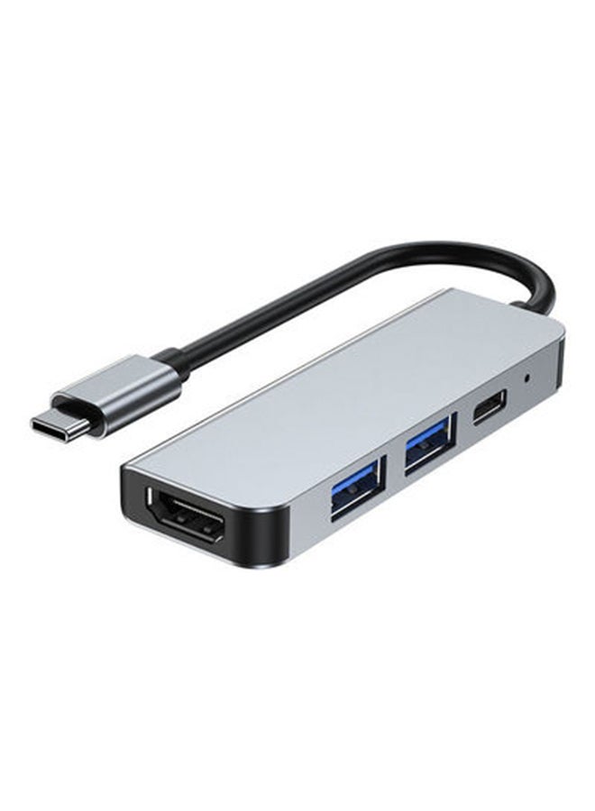 Generic - 4-In-1 Type C Adapter with 4K HDMI Port USB Hub Space Grey - Image 1