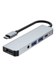Generic 5-In-1 Type C Adapter with 4K HDMI Port USB Hub Space Grey  - Image 1
