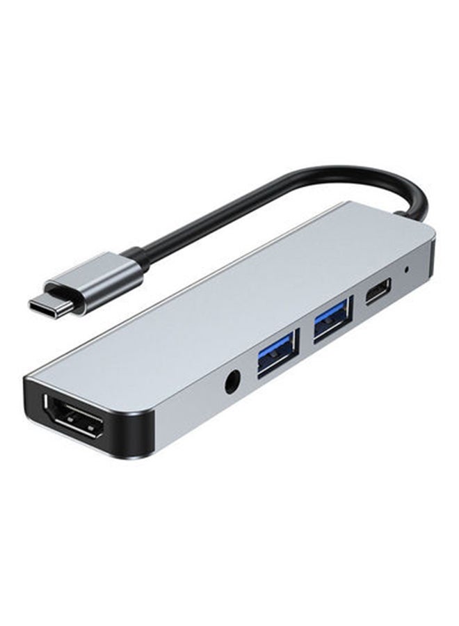 Generic - 5-In-1 Type C Adapter with 4K HDMI Port USB Hub Space Grey - Image 1