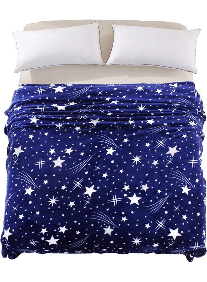 Fabienne Silky Soft Stars Printed Single Blanket Microfiber Blue/White  - Image 1