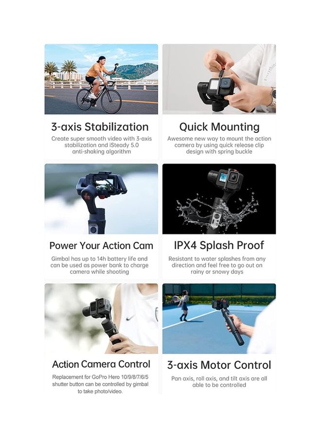 hohem iSteady Pro 4 3-Axis Handheld Sports Camera Gimbal Stabilizer Black  - Image 3