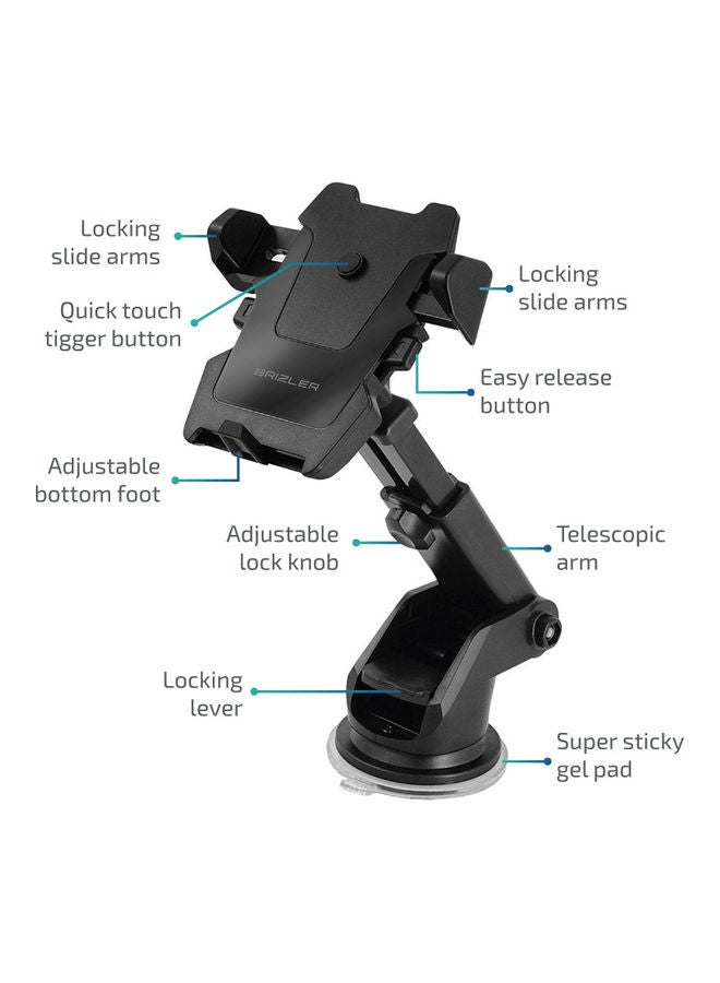 BRIZLER Universal Compatible Car Phone Mount Black - Image 4