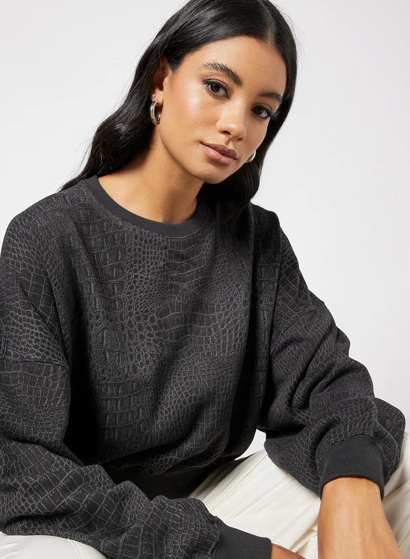 adidas Originals Textured Relaxed Fit Sweatshirt Black