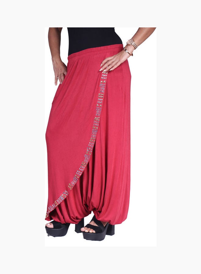 Women Plain Bottom Arabic Pant With Stone Red - v1640264690/N52215755V_1