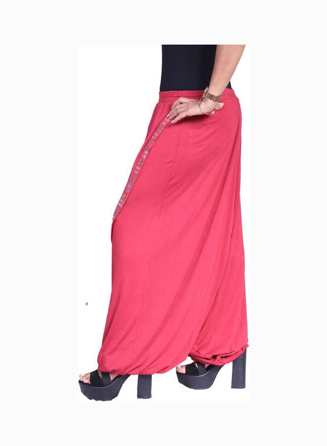 Women Plain Bottom Arabic Pant With Stone Red - v1640264692/N52215755V_2