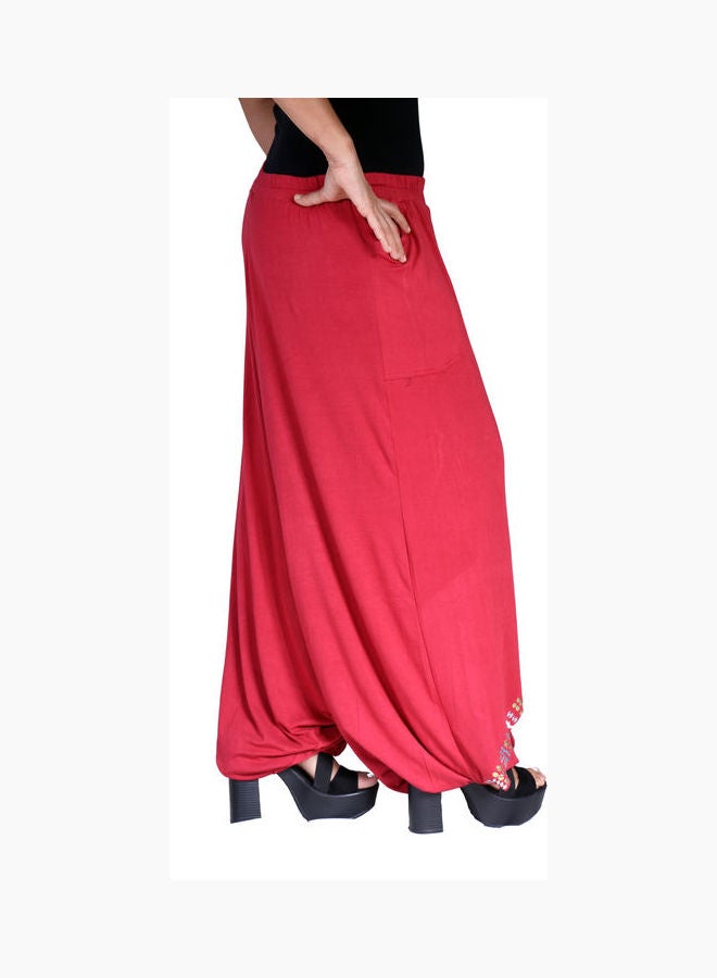 Women Plain Bottom Arabic Pant With Stone Red - v1640264692/N52215755V_4