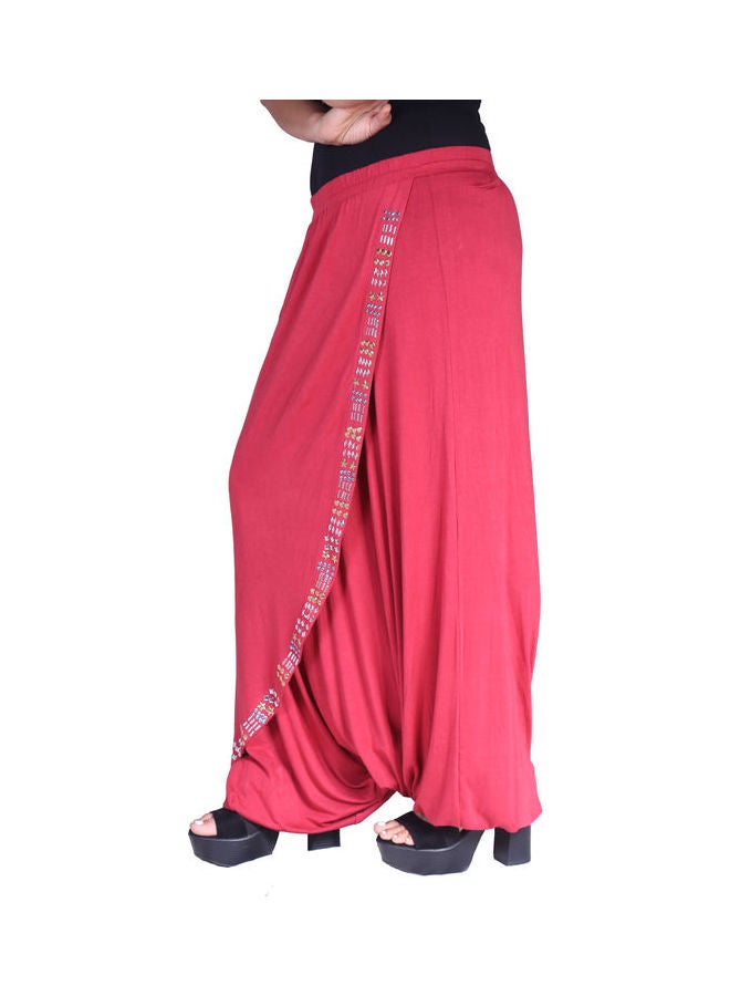 Women Plain Bottom Arabic Pant With Stone Red - v1640264693/N52215755V_5