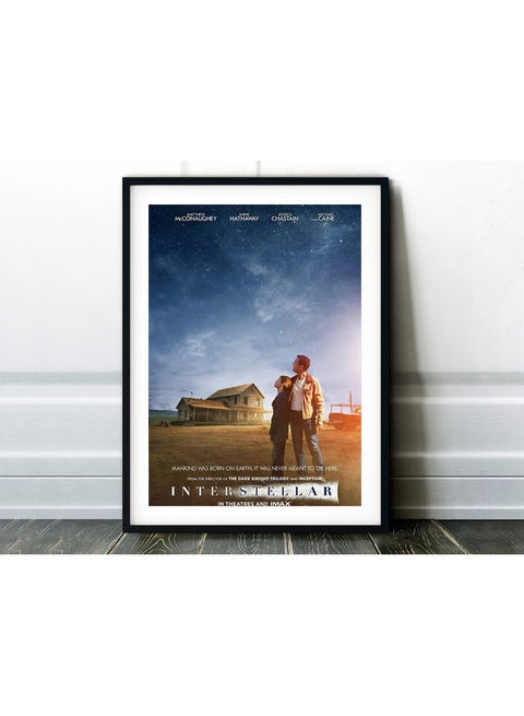 Interstellar Movie Poster With Frame Multicolour 50x40cm