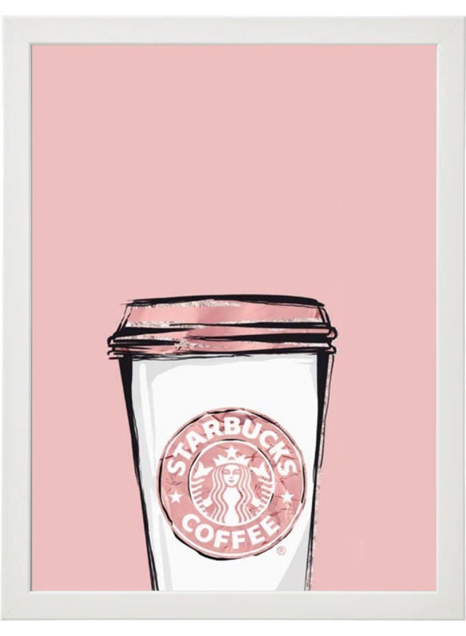 Boomah Accessories Fashion Girls Pink Starbucks Coffee Cup Poster with Frame Multicolour 30 x 40cm