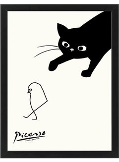 Picasso Bird with Cat Famous Paintings Defaced Poster with Frame Multicolour 30 x 40cm