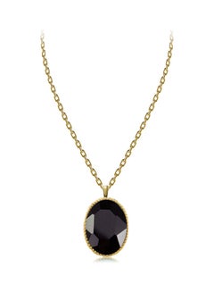 Black Stone Oval Pendant Necklace
