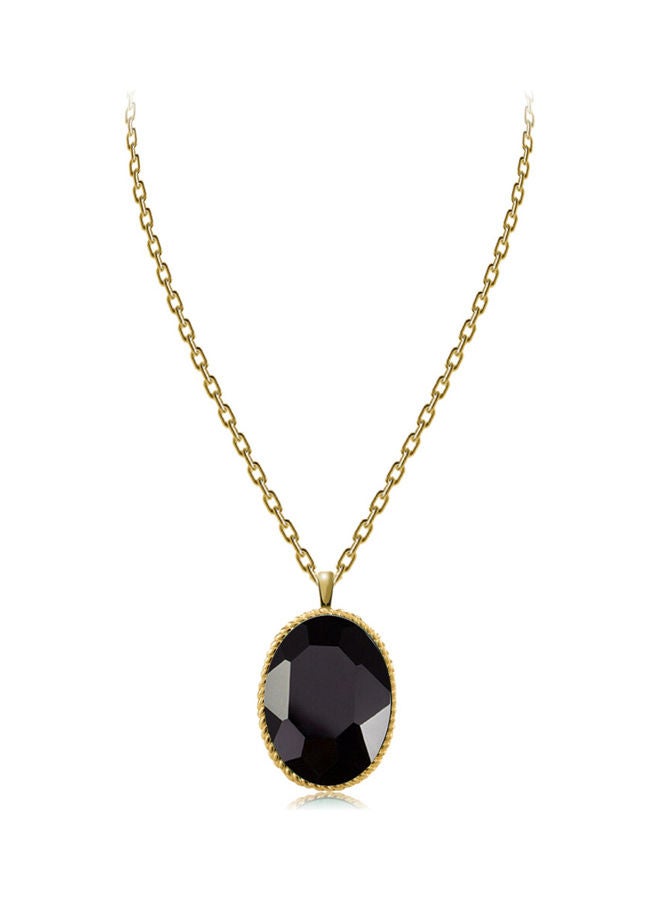 AIWANTO - Black Stone Oval Pendant Necklace - Image 1