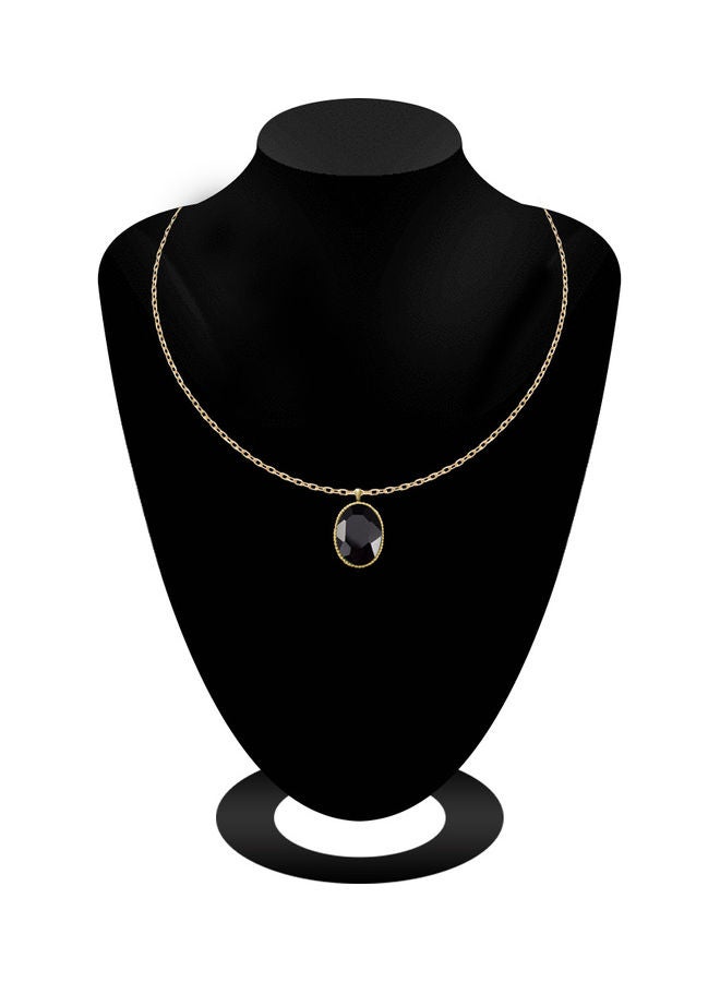 AIWANTO - Black Stone Oval Pendant Necklace - Image 1