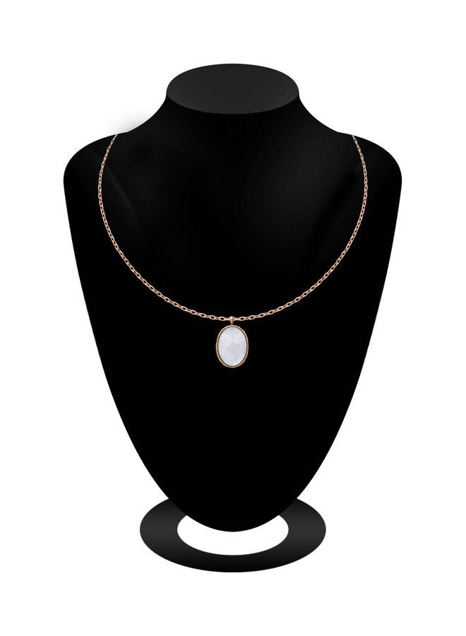 AIWANTO Oval White Stone Pendant Necklace  - Image 2
