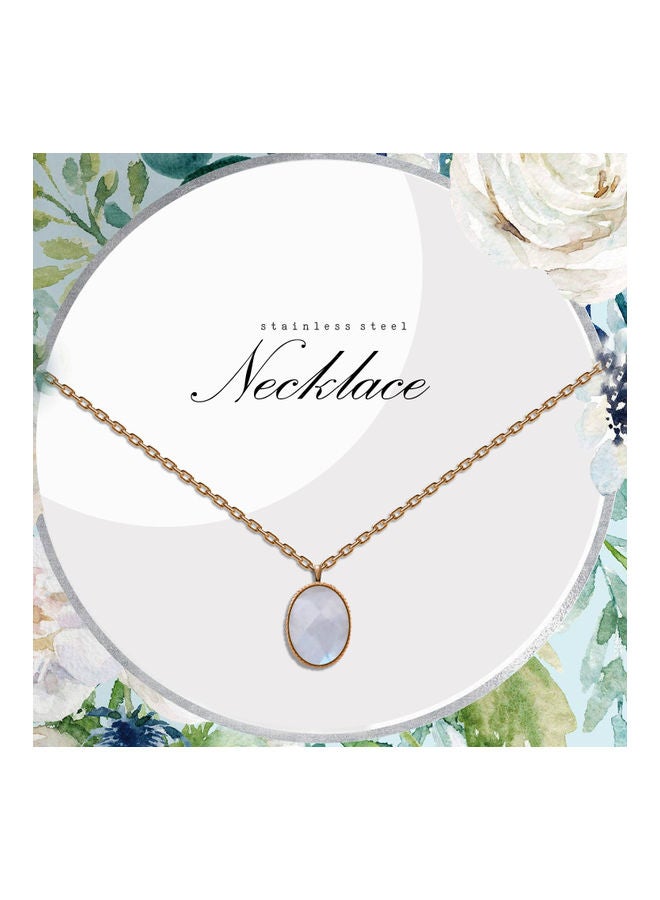 AIWANTO Oval White Stone Pendant Necklace  - Image 3
