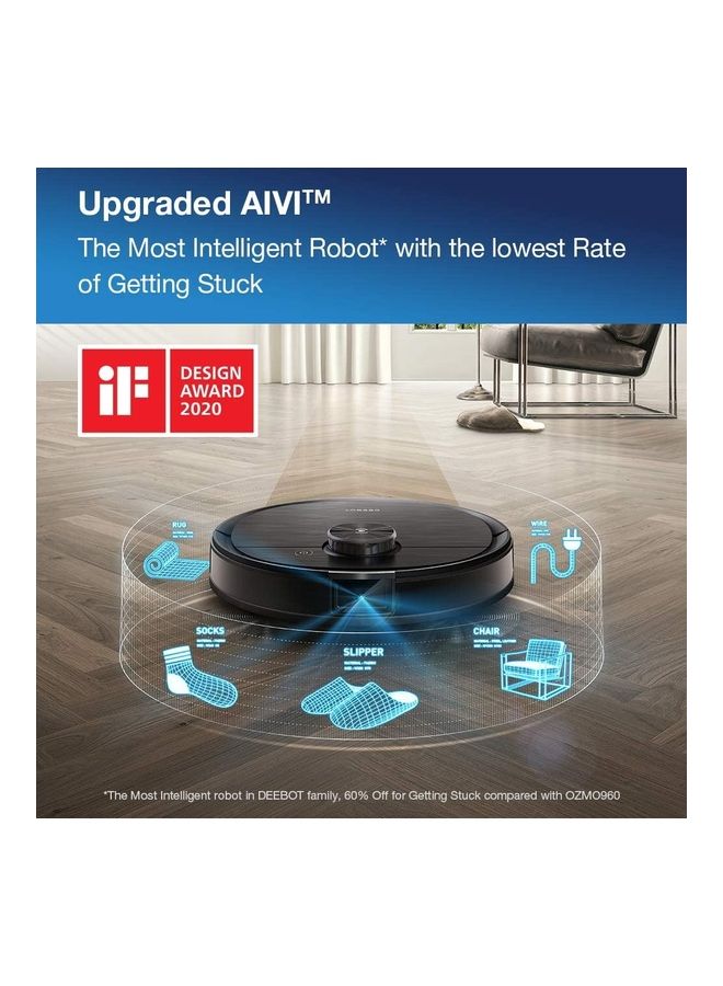 ecovacs - Deebot Ozmo Robot Vacuum Cleaner, Upgraded Technology, True Mapping Navigation, Most Powerful Mopping System, Virtual Wall, Works On Carpets And Hard Floors 420 ml 40 W T8 AIVI Black - Image 1