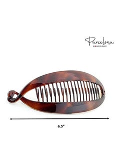 French Narrow Large Tortoise Shell Celluloid Made in France Ponytail Holder Banana Hair Clip for Women and Girls 6 1/2 inch Multicolour