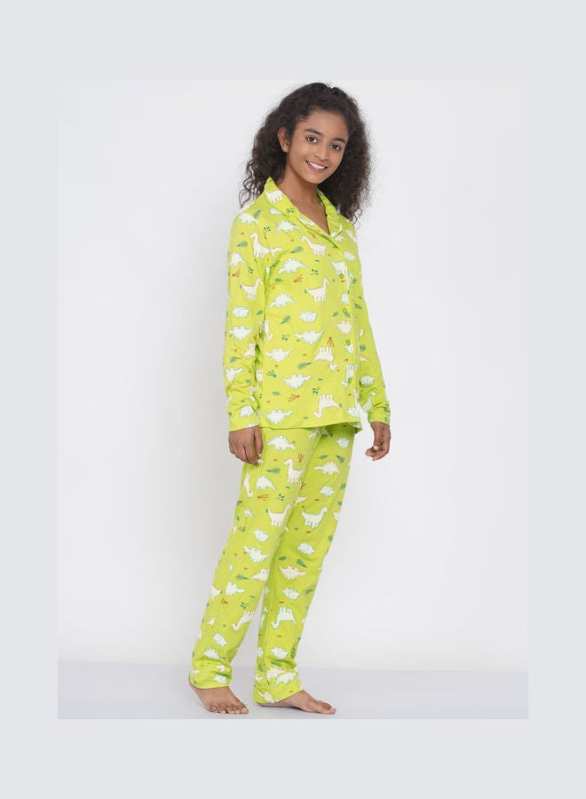 LAUREN Smith Girls Notched Collared Printed Pyjama Set Multicolour  - Image 3