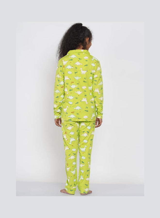 LAUREN Smith Girls Notched Collared Printed Pyjama Set Multicolour  - Image 2