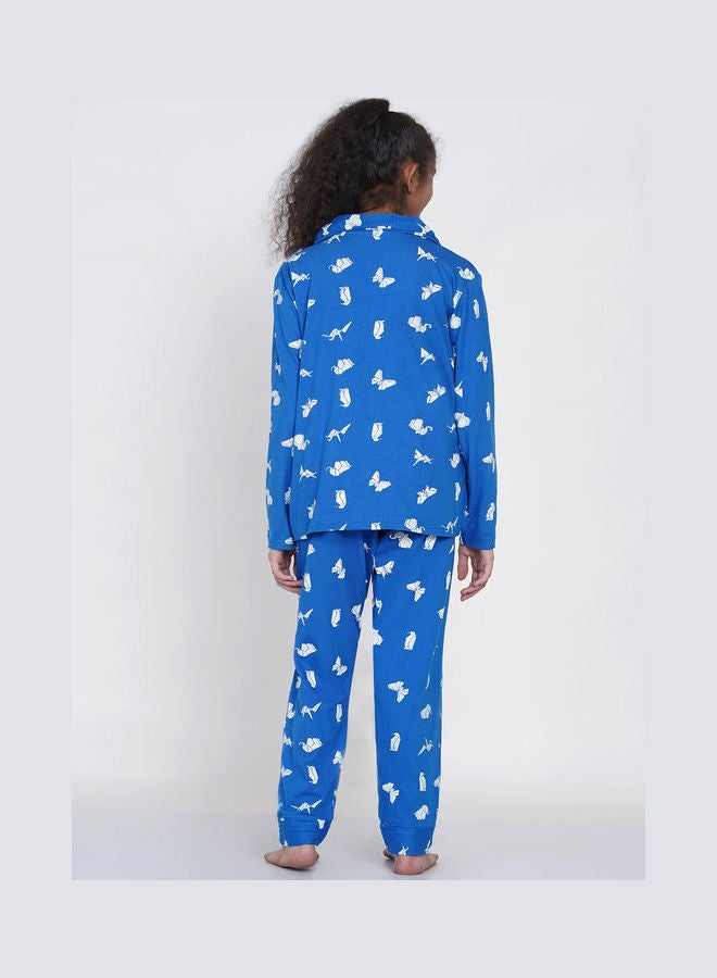 LAUREN Smith Girls Notched Collared Printed Pyjama Set Multicolour  - Image 2
