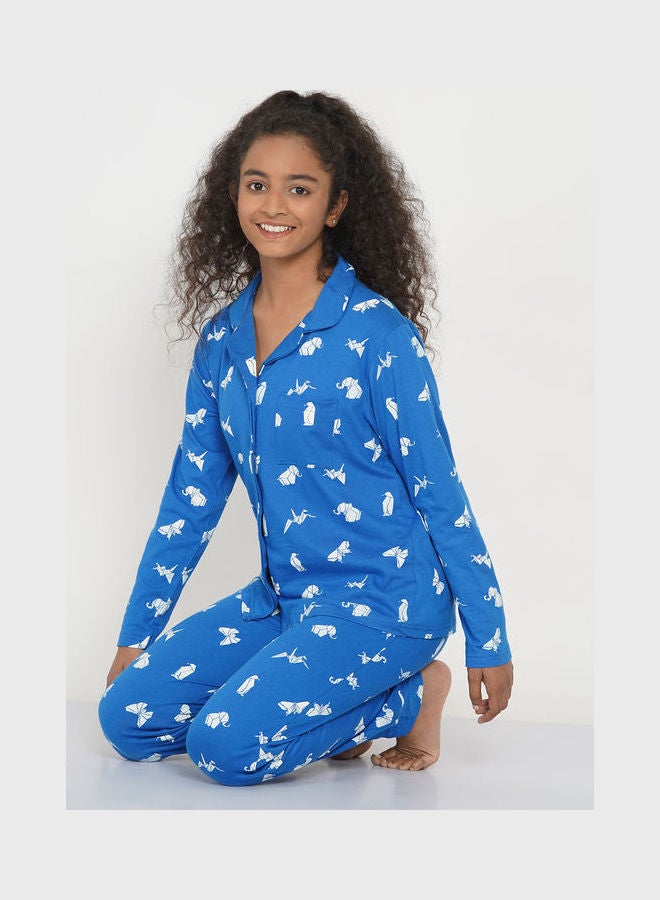 LAUREN Smith Girls Notched Collared Printed Pyjama Set Multicolour  - Image 5