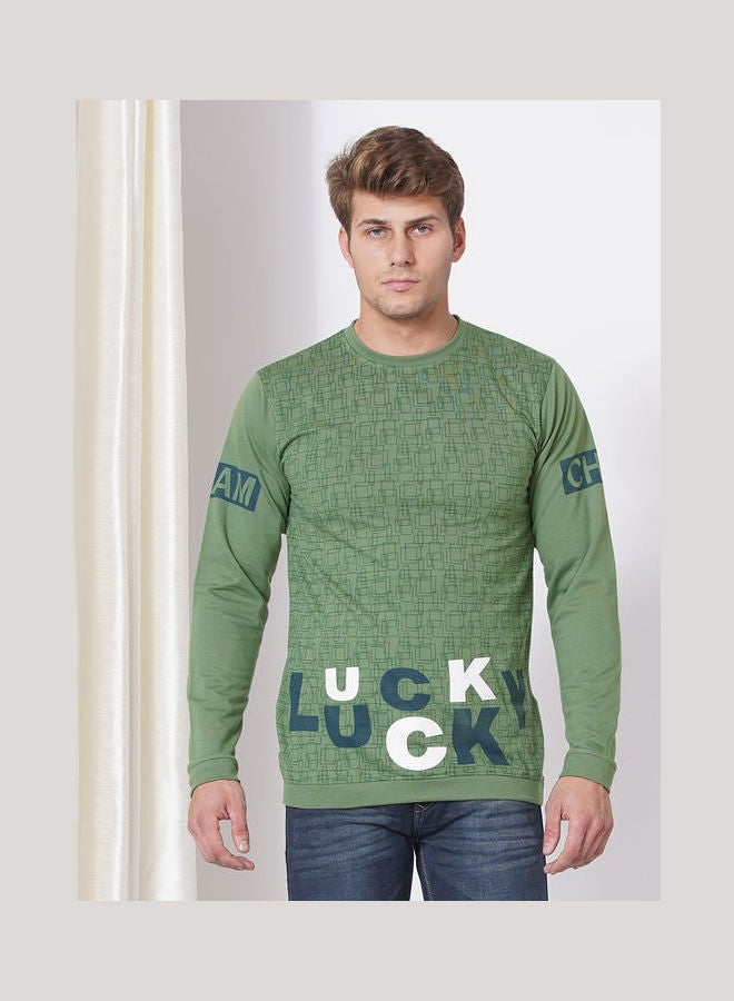 LAUREN Smith Men's Casual Crew Neck Sweatshirt Green - Image 1
