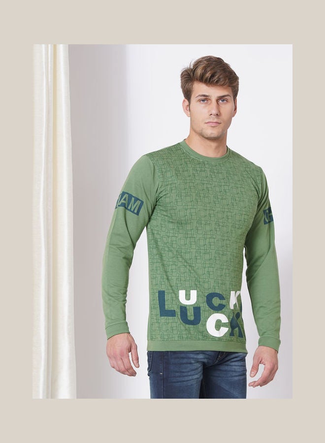 LAUREN Smith Men's Casual Crew Neck Sweatshirt Green - Image 3